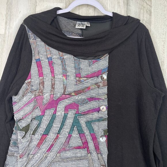 Parsley & Sage Art-to-Wear Blouse Women's Large Colorful Art Print Shirt - Picture 2 of 9